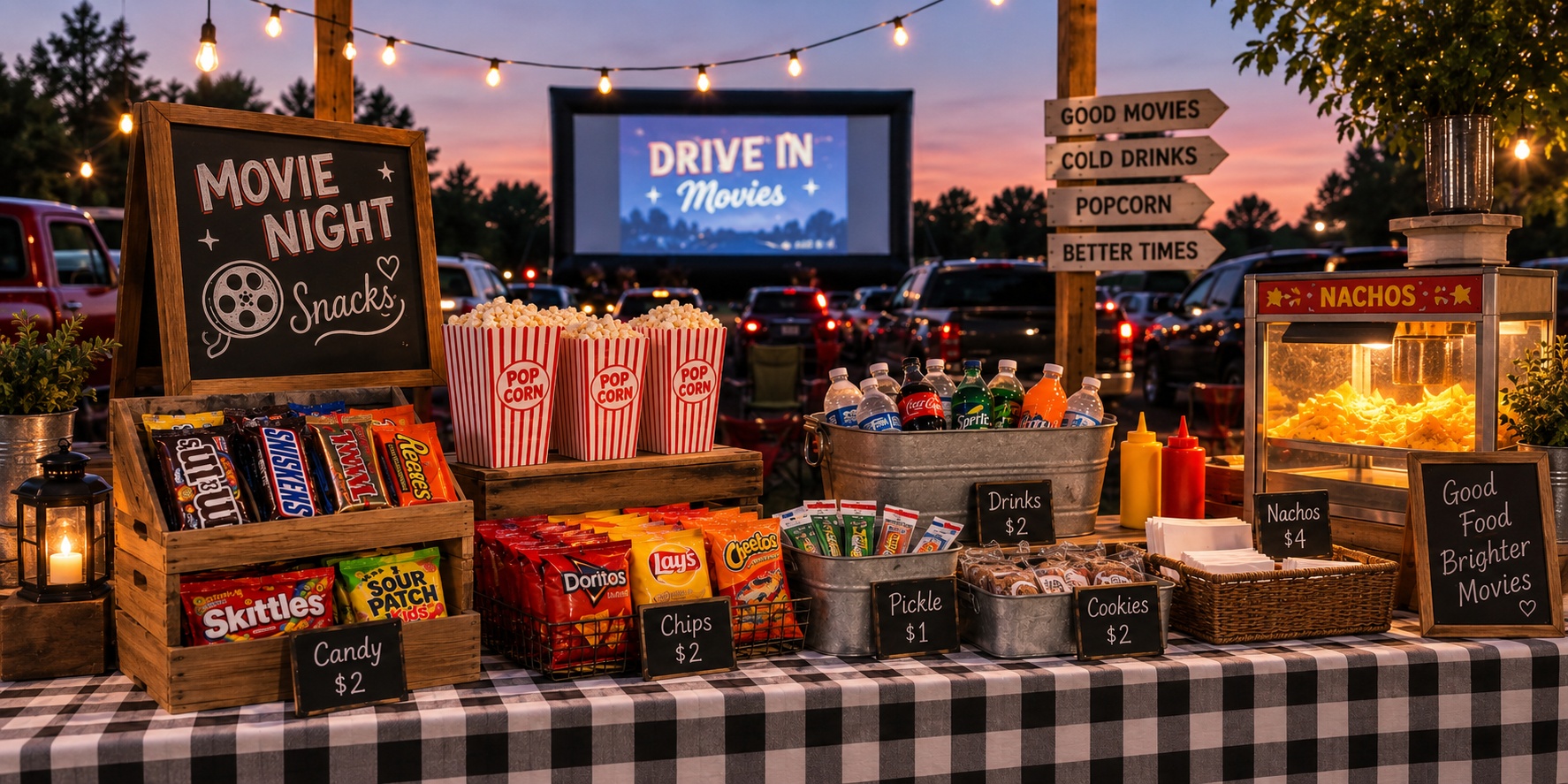 Popcorn, snacks, and food for Family Fair Movie Night